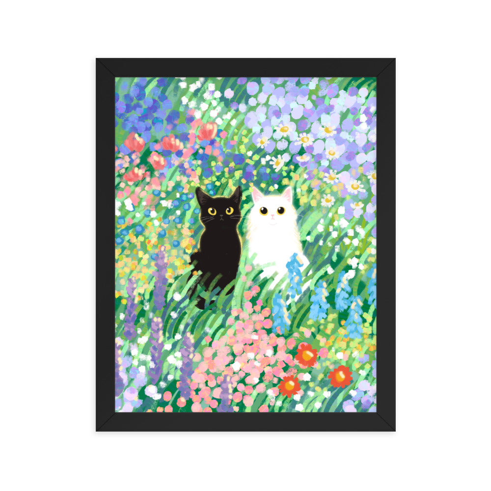 Black and White Cat Framed Poster