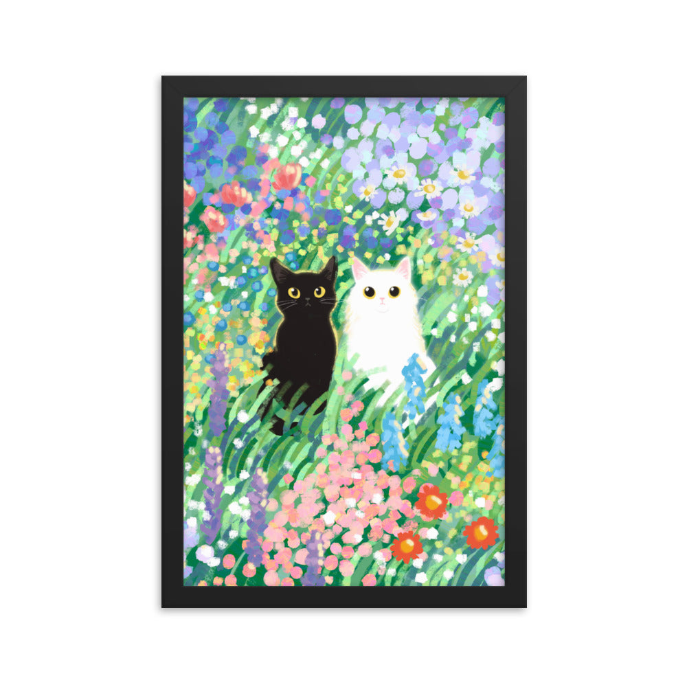 Black and White Cat Framed Poster