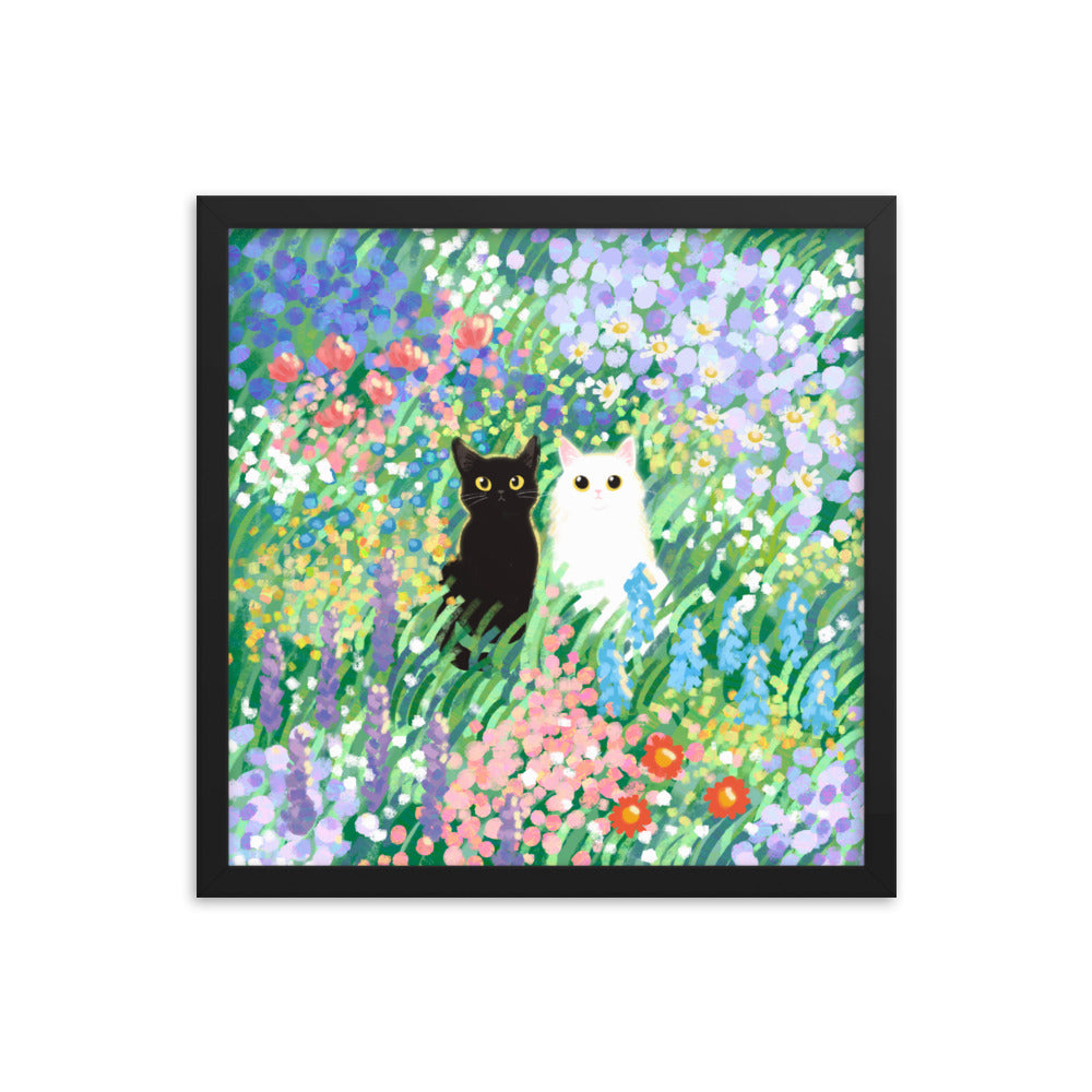 Black and White Cat Framed Poster