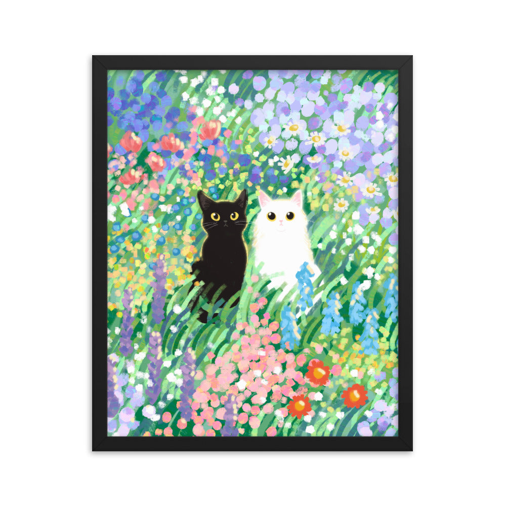 Black and White Cat Framed Poster