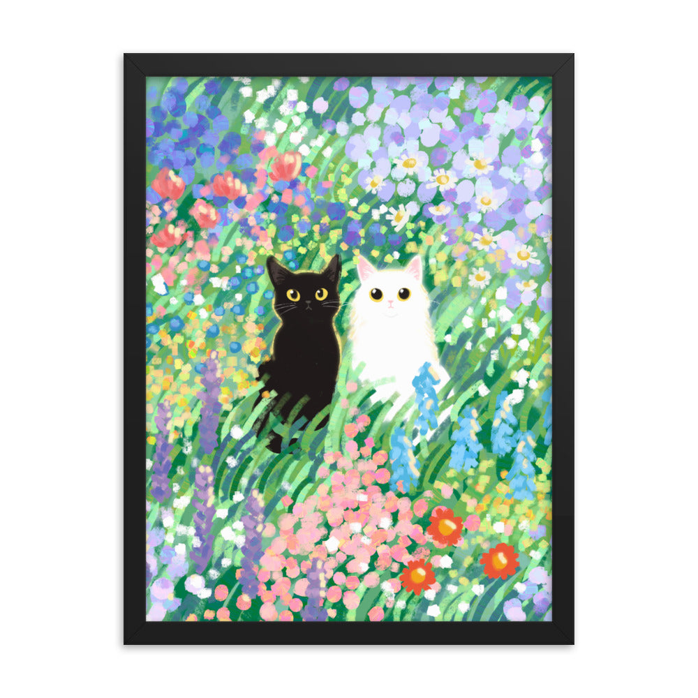 Black and White Cat Framed Poster