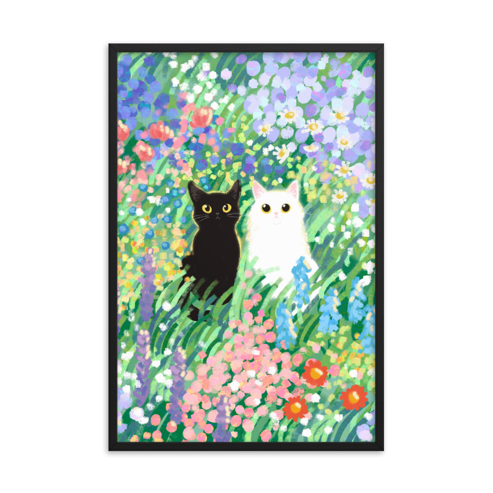 Black and White Cat Framed Poster