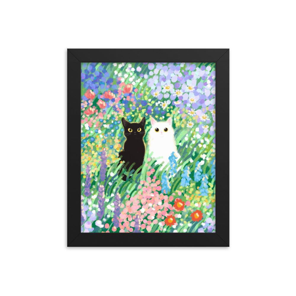 Black and White Cat Framed Poster