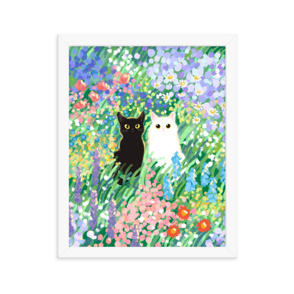 Black and White Cat Framed Poster