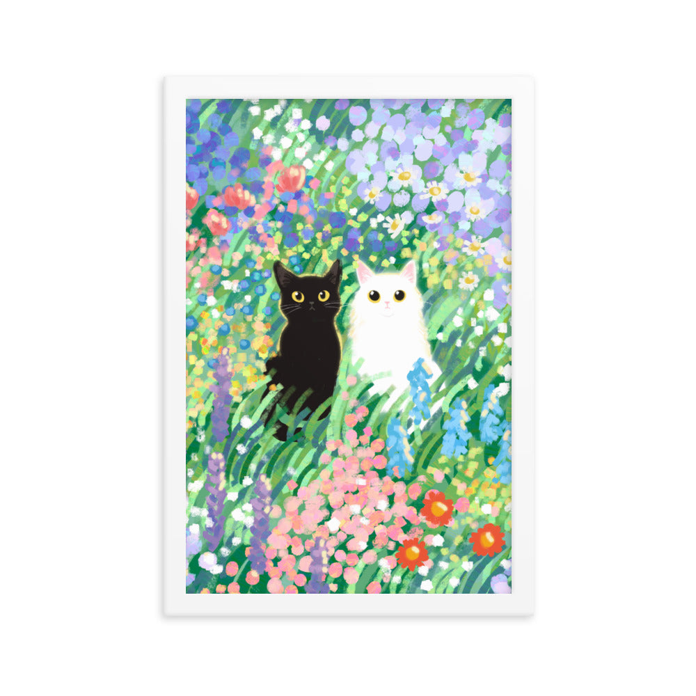 Black and White Cat Framed Poster