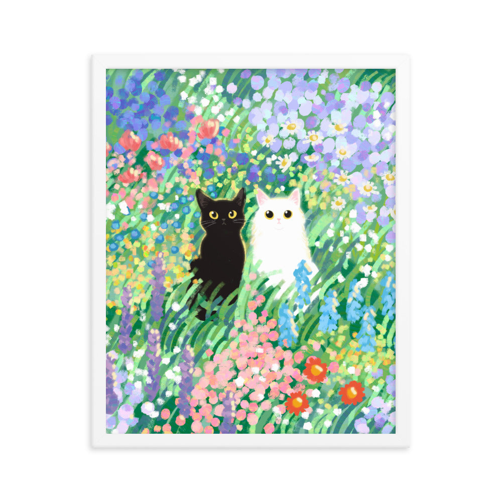 Black and White Cat Framed Poster