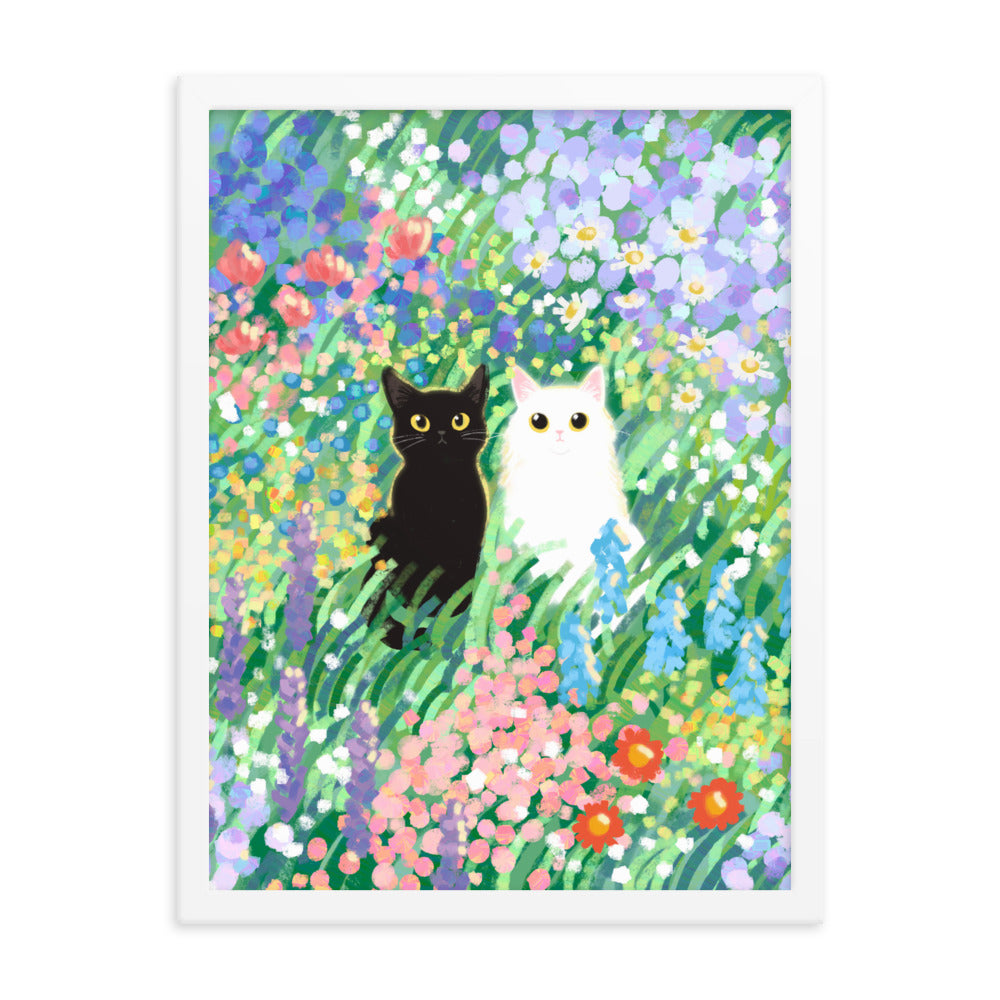 Black and White Cat Framed Poster