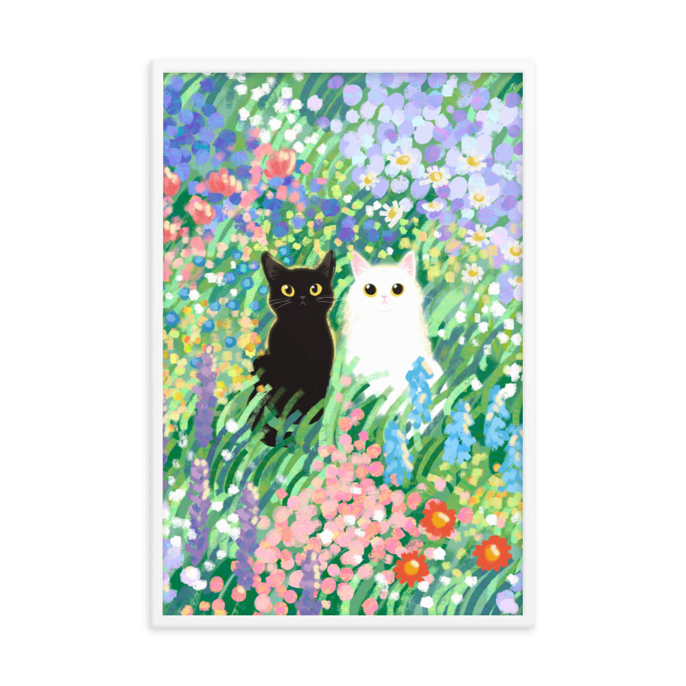 Black and White Cat Framed Poster