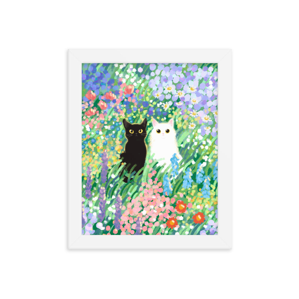 Black and White Cat Framed Poster