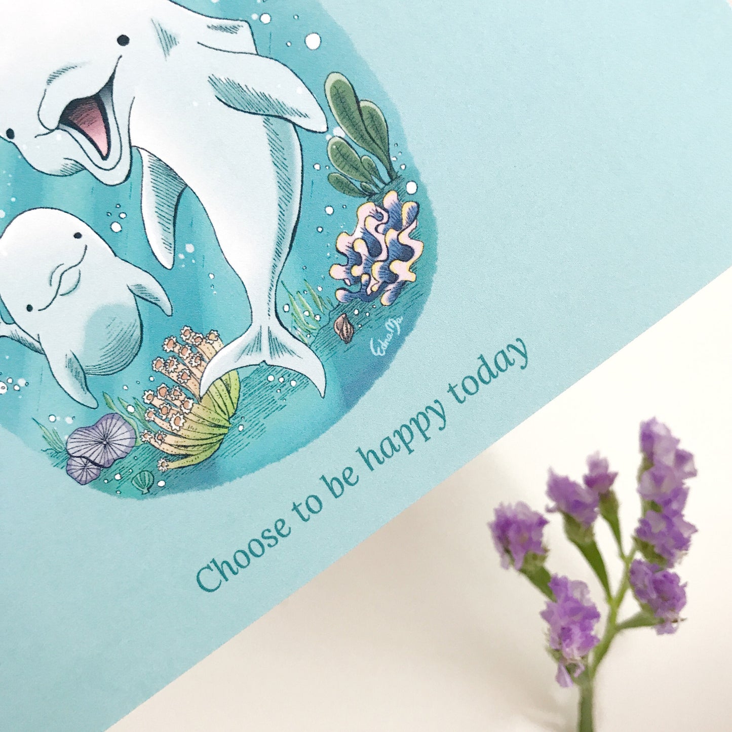 Dolphins Postcard – Choose to Be Happy Today