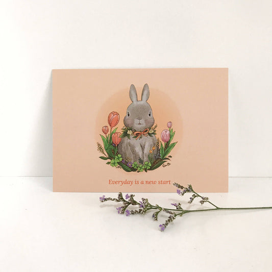 Bunny Postcard - Everyday is a new start