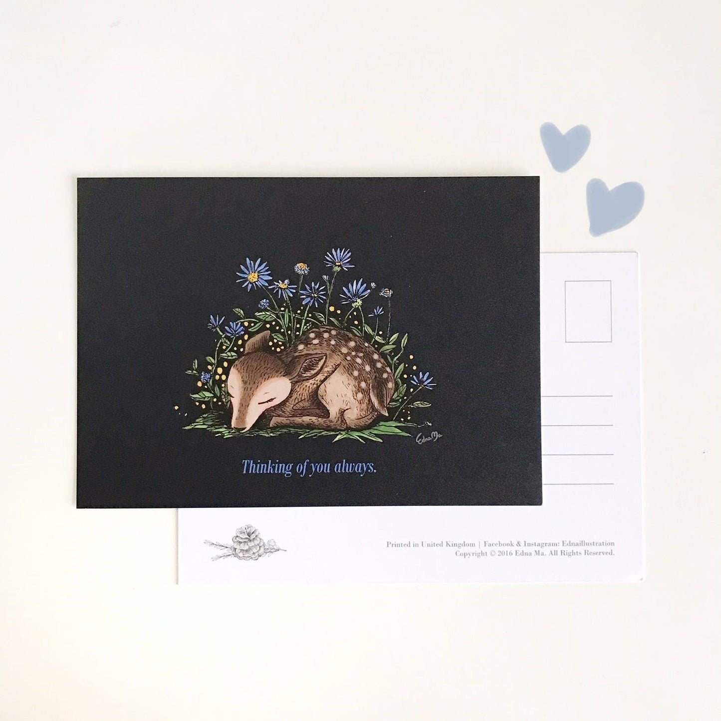 Sleeping Deer Postcard - Thinking of You Always