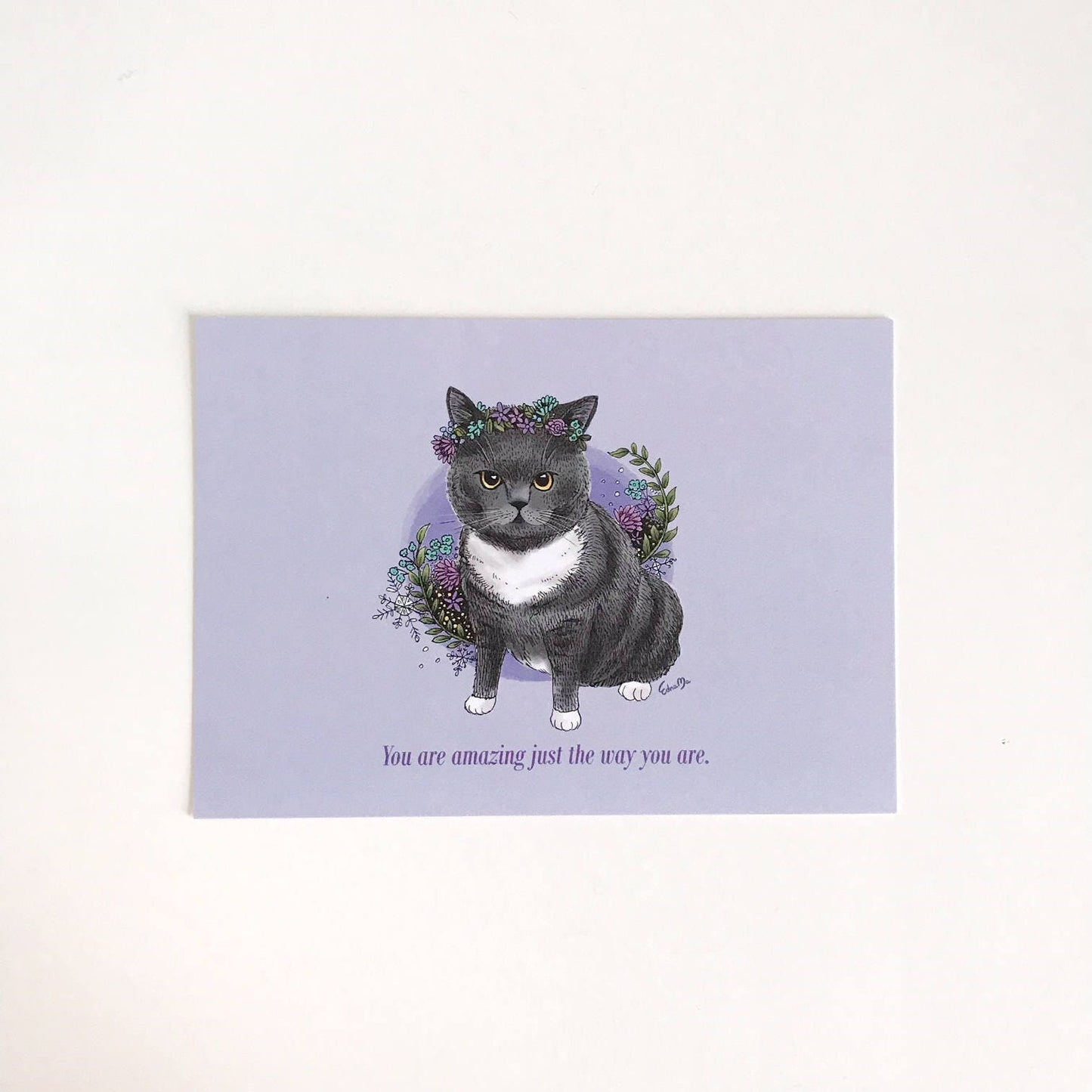 Grey Cat Postcard – You're Amazing Just the Way You Are