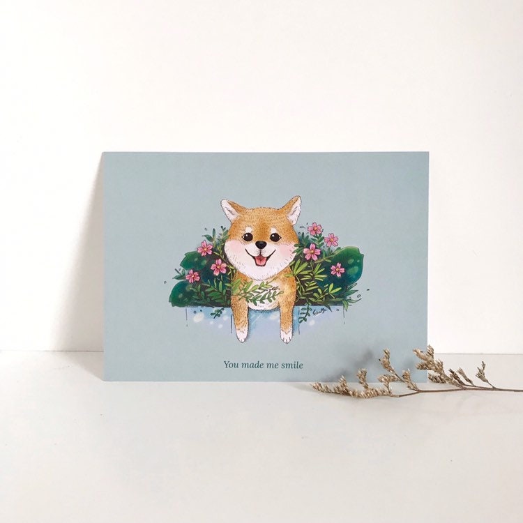 Shiba Inu Postcard - You Made Me Smile