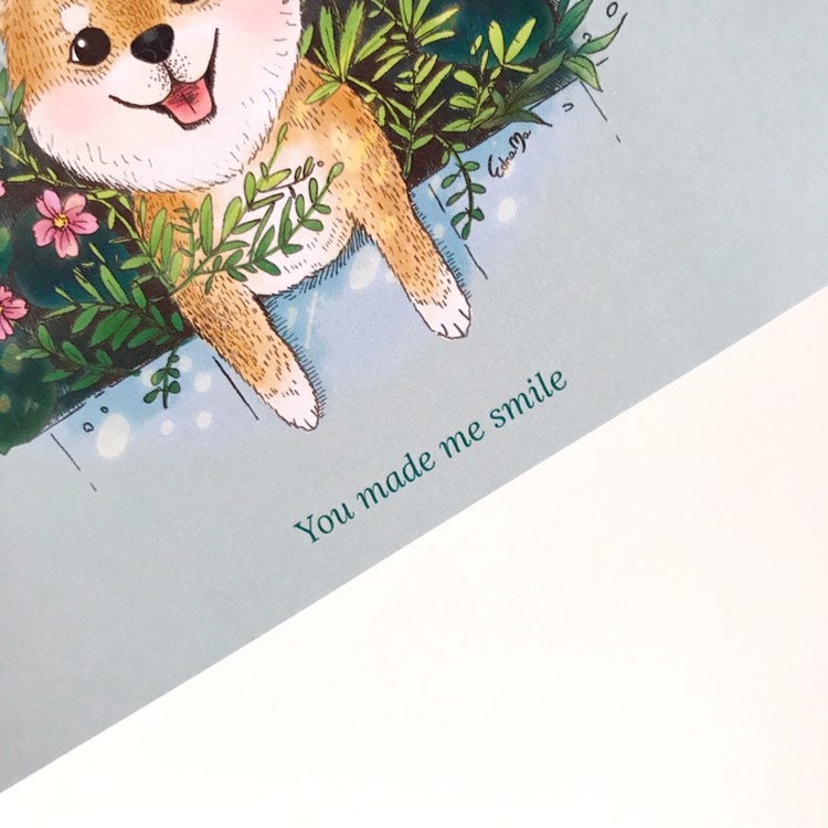 Shiba Inu Postcard - You Made Me Smile