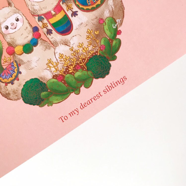 Alpaca Postcard - To My Dearest Siblings