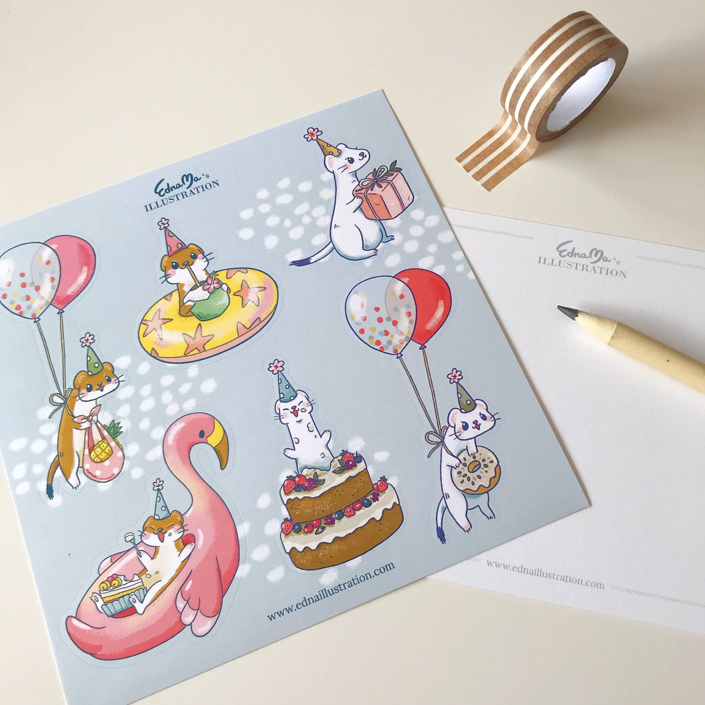 Cute Stoats Sticker Sheet